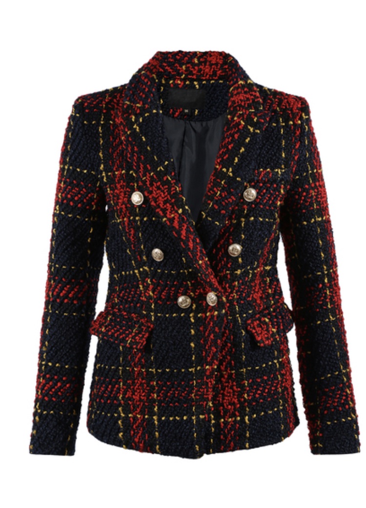 Knitted Check Double Breast Blazer - Buy Fashion Wholesale in The UK